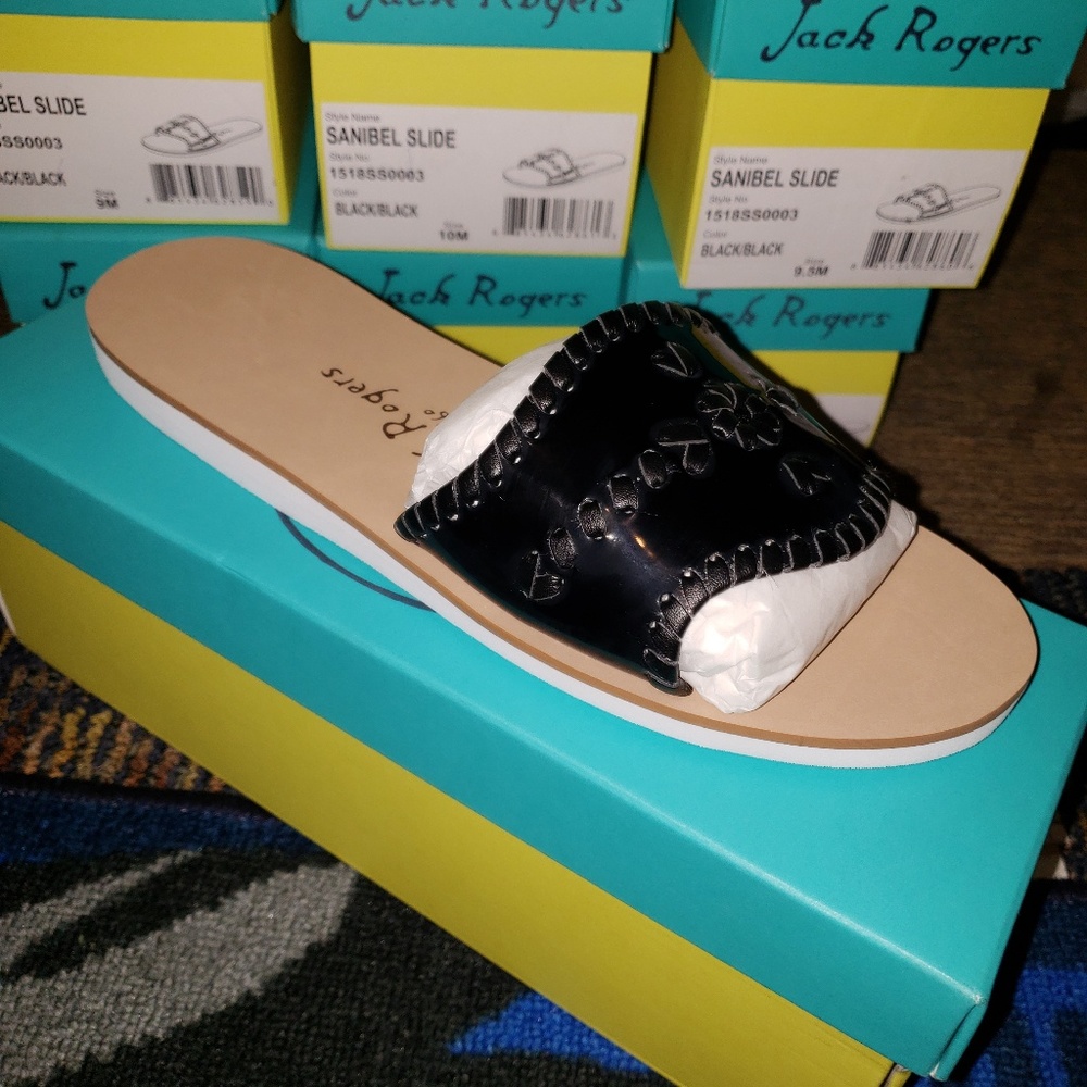 Nwt jack Rogers sanibel slide black/black